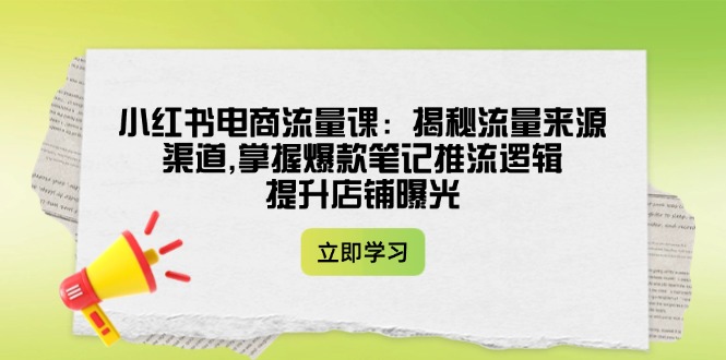 小红书电商流量课：揭秘流量来源渠道,掌握爆款笔记推流逻辑,提升店铺曝光-800资源网
