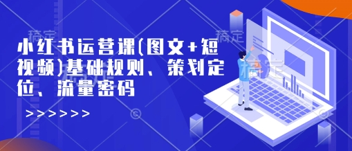 小红书运营课(图文+短视频)基础规则、策划定位、流量密码-800资源网
