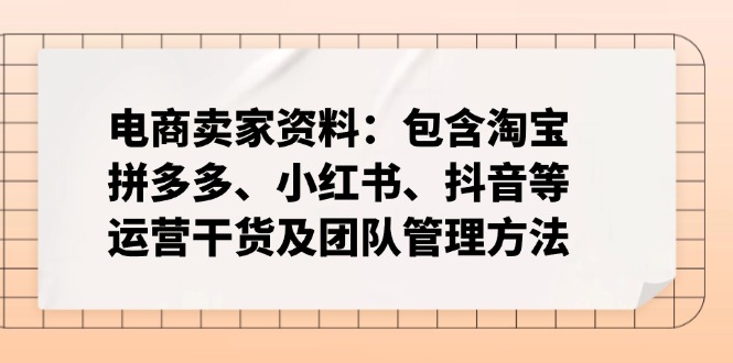 电商卖家资料：包含淘宝、拼多多、小红书、抖音等运营干货及团队管理方法-800资源网