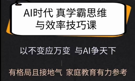Ai时代真学霸思维与学习方法课，有格局且接地气，家庭教育有力参考-800资源网