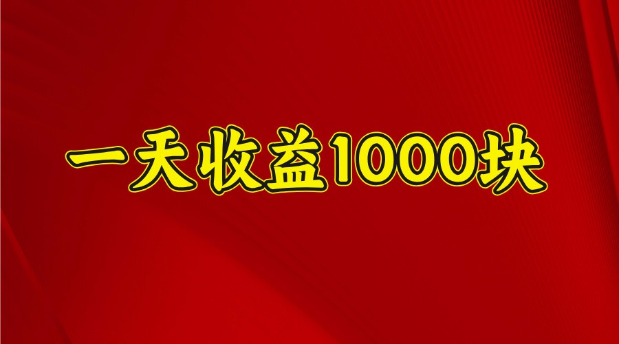 一天收益1000块，2025全网首发-800资源网