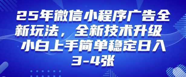 2025年微信小程序最新玩法纯小白易上手，稳定日入多张，技术全新升级-800资源网
