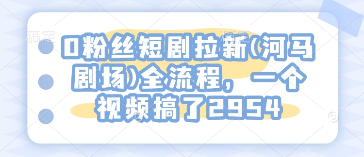 0粉丝短剧拉新(河马剧场)全流程，一个视频搞了2954-800资源网