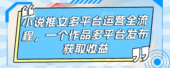 小说推文多平台运营全流程，一个作品多平台发布获取收益-800资源网