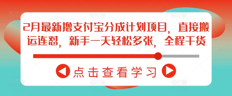 2月最新撸支付宝分成计划项目，直接搬运连怼，新手一天轻松多张，全程干货-800资源网