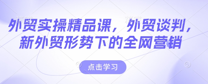 外贸实操精品课，外贸谈判，新外贸形势下的全网营销-800资源网