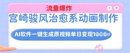 宫崎骏风治愈系动画制作，AI软件一键生成原创视频流量爆炸，单日变现多张，详细实操流程-800资源网