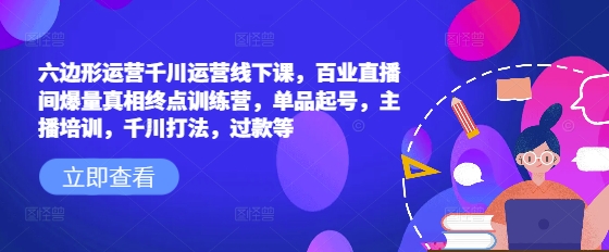 六边形运营千川运营线下课，百业直播间爆量真相终点训练营，单品起号，主播培训，千川打法，过款等-800资源网