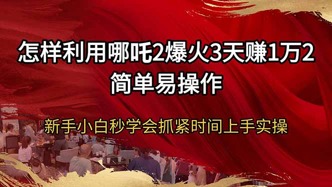 怎样利用哪吒2爆火3天赚1万2简单易操作新手小白秒学会抓紧时间上手实操-800资源网