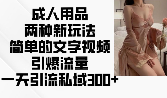 成人用品两种新玩法，简单的文字视频引爆流量，一天引流私域300+-800资源网