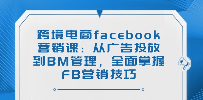 跨境电商facebook营销课：从广告投放到BM管理，全面掌握FB营销技巧-800资源网