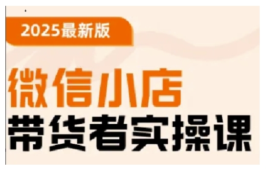 2025最新版微信小店带货者实操课，基础操作到高级运营技巧，快速上手-800资源网