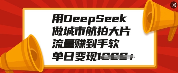 用DeepSeek做城市航拍大片，流量赚到手软，单日变现多张-800资源网