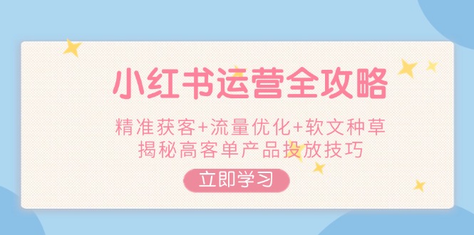 小红书运营全攻略，精准获客+流量优化+软文种草，揭秘高客单产品投放技巧-800资源网