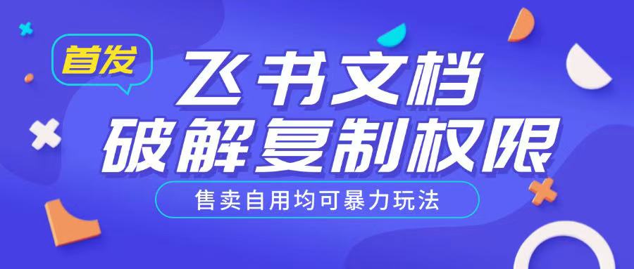首发飞书文档破解复制权限，售卖自用均可暴力玩法-800资源网