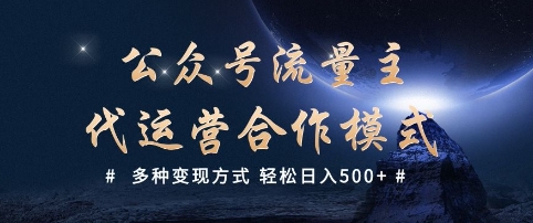 公众号流量主代运营  多种变现方式 轻松日入5张-800资源网