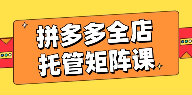拼多多全店托管矩阵课，盈利动销玩法，高效计划设置，提升店铺效益-800资源网