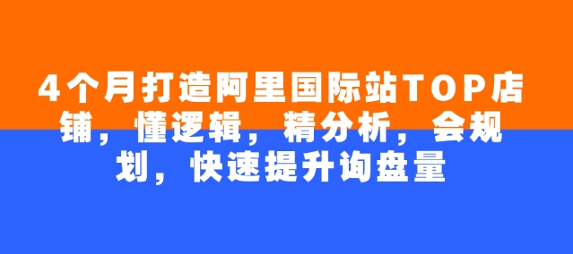4个月打造阿里国际站TOP店铺，懂逻辑，精分析，会规划，快速提升询盘量-800资源网