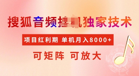 全网首发搜狐音频挂JI独家技术，项目红利期，可矩阵可放大，稳定月入8k-800资源网