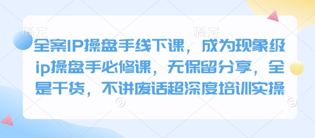 全案IP操盘手线下课，成为现象级ip操盘手必修课，无保留分享，全是干货，不讲废话超深度培训实操-800资源网