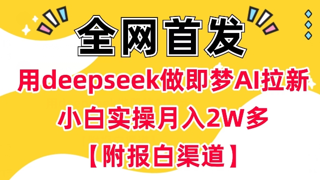 用deepseek做即梦Ai拉新 小白实操月入过W+【附报白渠道】-800资源网
