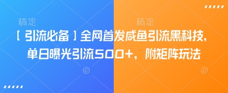 【引流必备】全网首发咸鱼引流黑科技，单日曝光引流500+，附矩阵玩法-800资源网