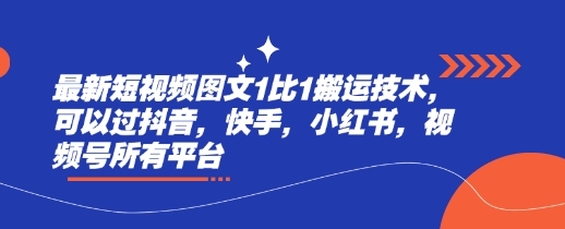 最新短视频图文1比1搬运技术，可以过抖音，快手，小红书，视频号所有平台-800资源网
