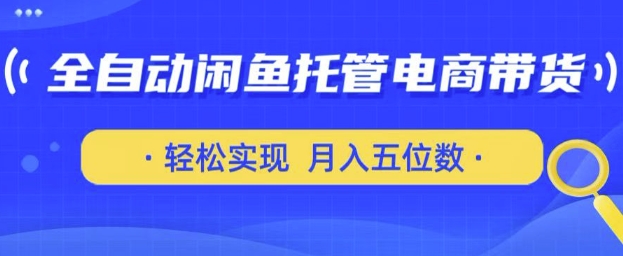 全自动闲鱼托管式电商带货，只需一部安卓手机和一个闲鱼号，轻松实现月入五位数-800资源网