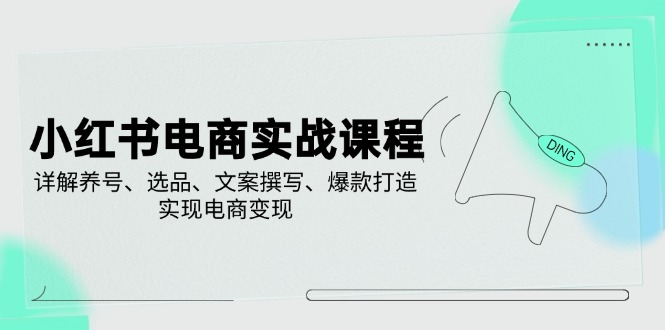 小红书电商实战课程，详解养号、选品、文案撰写、爆款打造，实现电商变现-800资源网