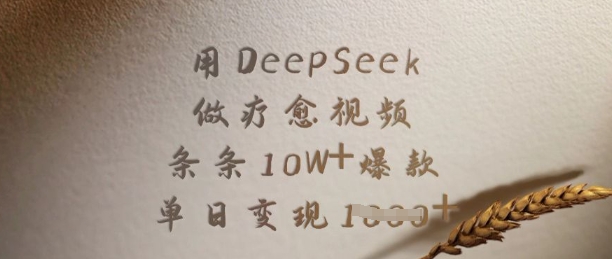 用DeepSeek做疗愈视频，条条10W+爆款，单日变现多张-800资源网