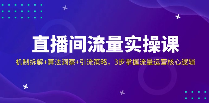 直播间流量实操课：机制拆解+算法洞察+引流策略，3步掌握流量运营核心逻辑-800资源网