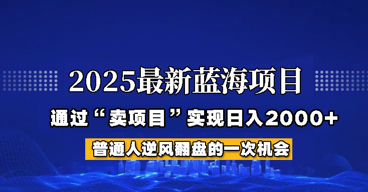 2025年蓝海项目，如何通过“网创项目”日入2000+-800资源网