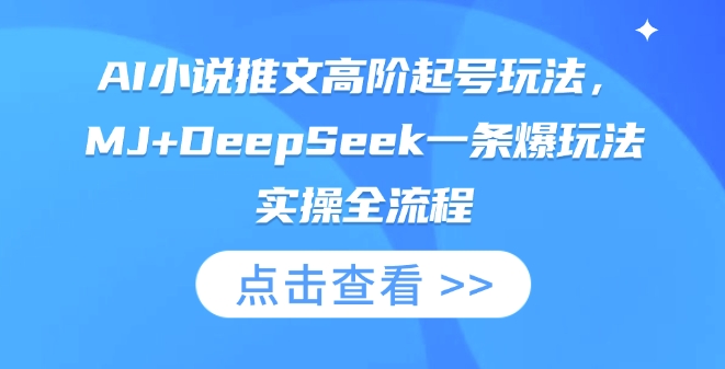 AI小说推文高阶起号玩法，MJ+DeepSeek一条爆玩法实操全流程-800资源网