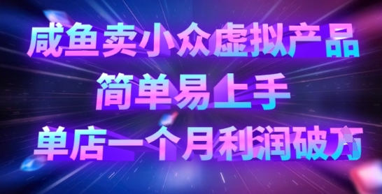 咸鱼卖小众虚拟产品，简单易上手，单店一个月利润破W-800资源网