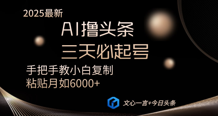 AI撸头条三天必起号手把手教小白复制粘贴月入6000+教程-800资源网