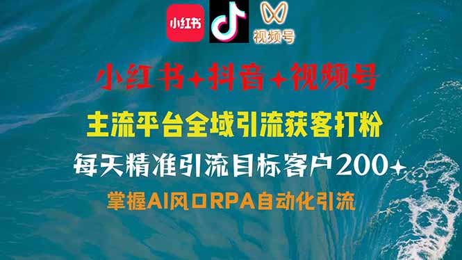 小红书、抖音、视频号全域多平台引流获客，日引目标客户200+，RPA自动…-800资源网