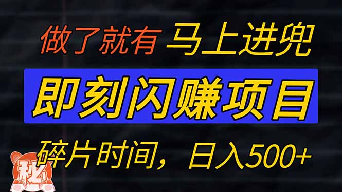 零门槛 即刻闪赚项目！！！仅手机操作，利用碎片时间，轻松日赚500+-800资源网