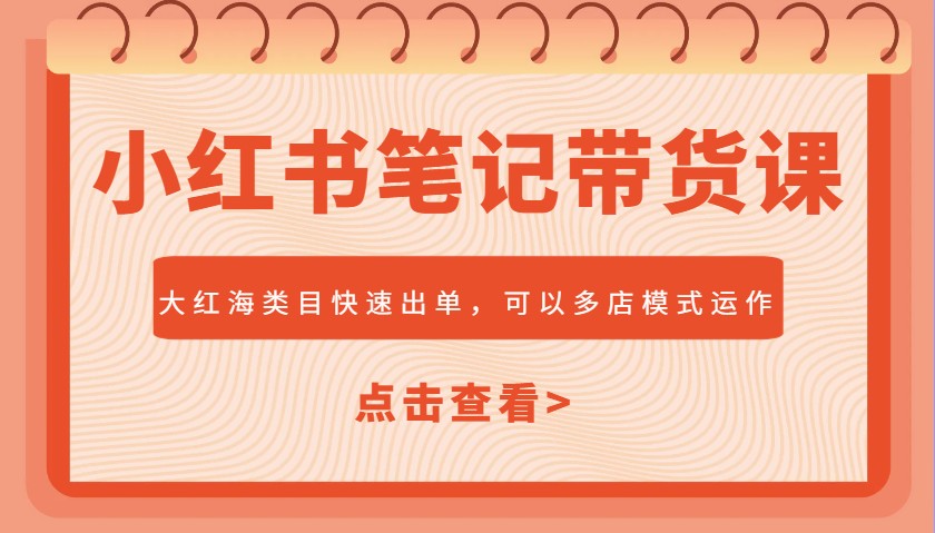 小红书笔记带货课，大红海类目快速出单，市场大，可以多店模式运作-800资源网