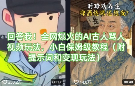 回答我！全网爆火的AI古人骂人视频玩法，小白保姆级教程（附提示词和变现玩法）-800资源网