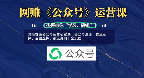 网创赛道公众号运营私密课【公众号注册、赛道选择、话题选择、引流变现】全流程-800资源网