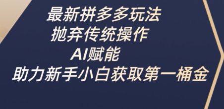 最新拼多多玩法，抛弃传统操作，AI赋能，助力新手小白获取第一桶金-800资源网