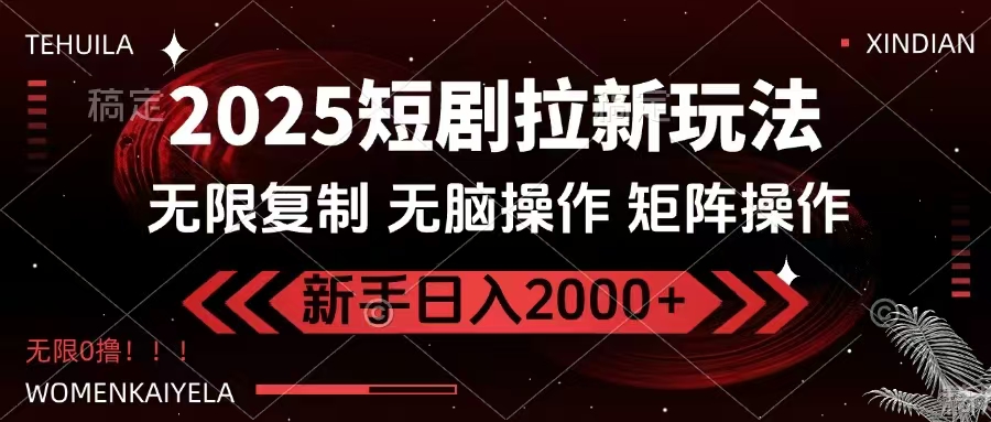 2025短剧拉新玩法，无需注册登录，无限0撸，无脑批量操作日入2000+-800资源网