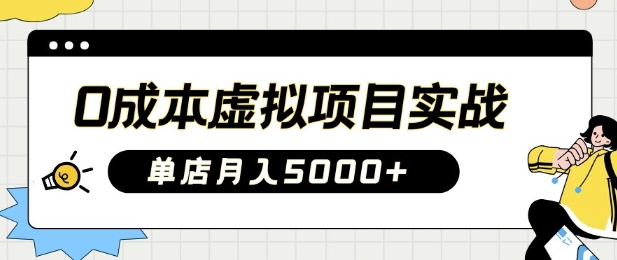 0成本虚拟项目实战手把手教你落地，单店月入5k-800资源网