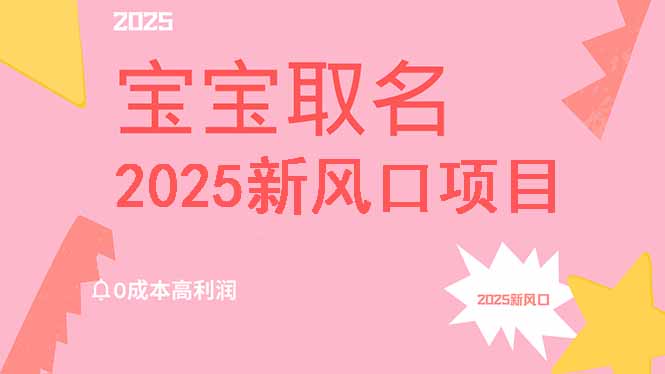 2025新风口项目宝宝取名，0成本高利润，附保姆级教程，月入过万不是梦-800资源网