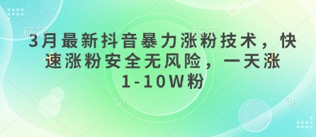 3月最新抖音暴力涨粉技术，快速涨粉安全无风险，一天涨1-10W粉-800资源网