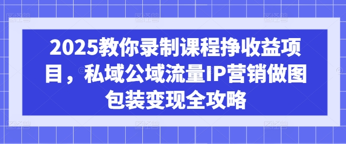 2025教你录制课程挣收益项目，私域公域流量IP营销做图包装变现全攻略-800资源网