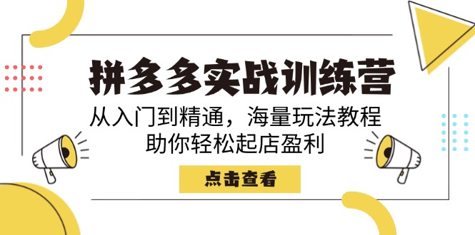 拼多多实战训练营，从入门到精通，海量玩法教程，助你轻松起店盈利-800资源网