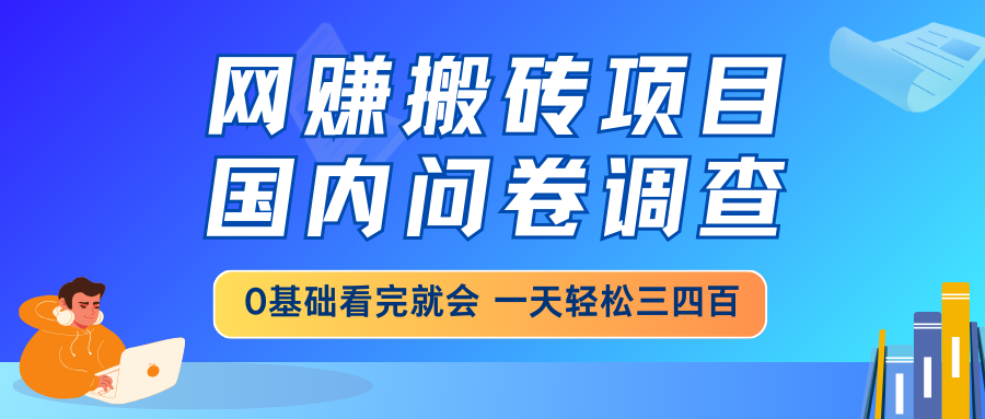 网赚搬砖项目，国内问卷调查，0基础看完就会 一天轻松三四百，靠谱副业…-800资源网