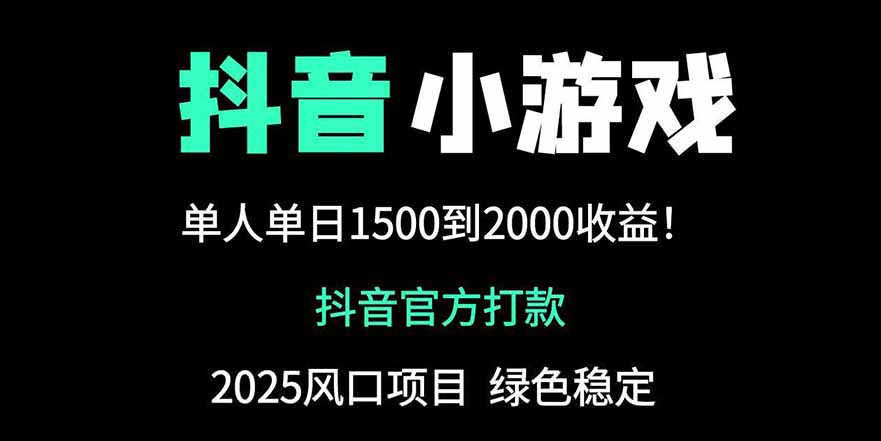 抖音官方小游戏2025全网最新玩法，暴利赚钱项目，单机日入2000+-800资源网