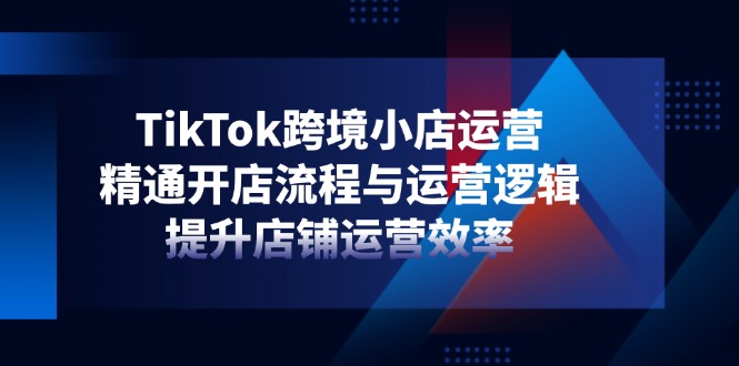 TikTok跨境小店运营，精通开店流程与运营逻辑，提升店铺运营效率-800资源网